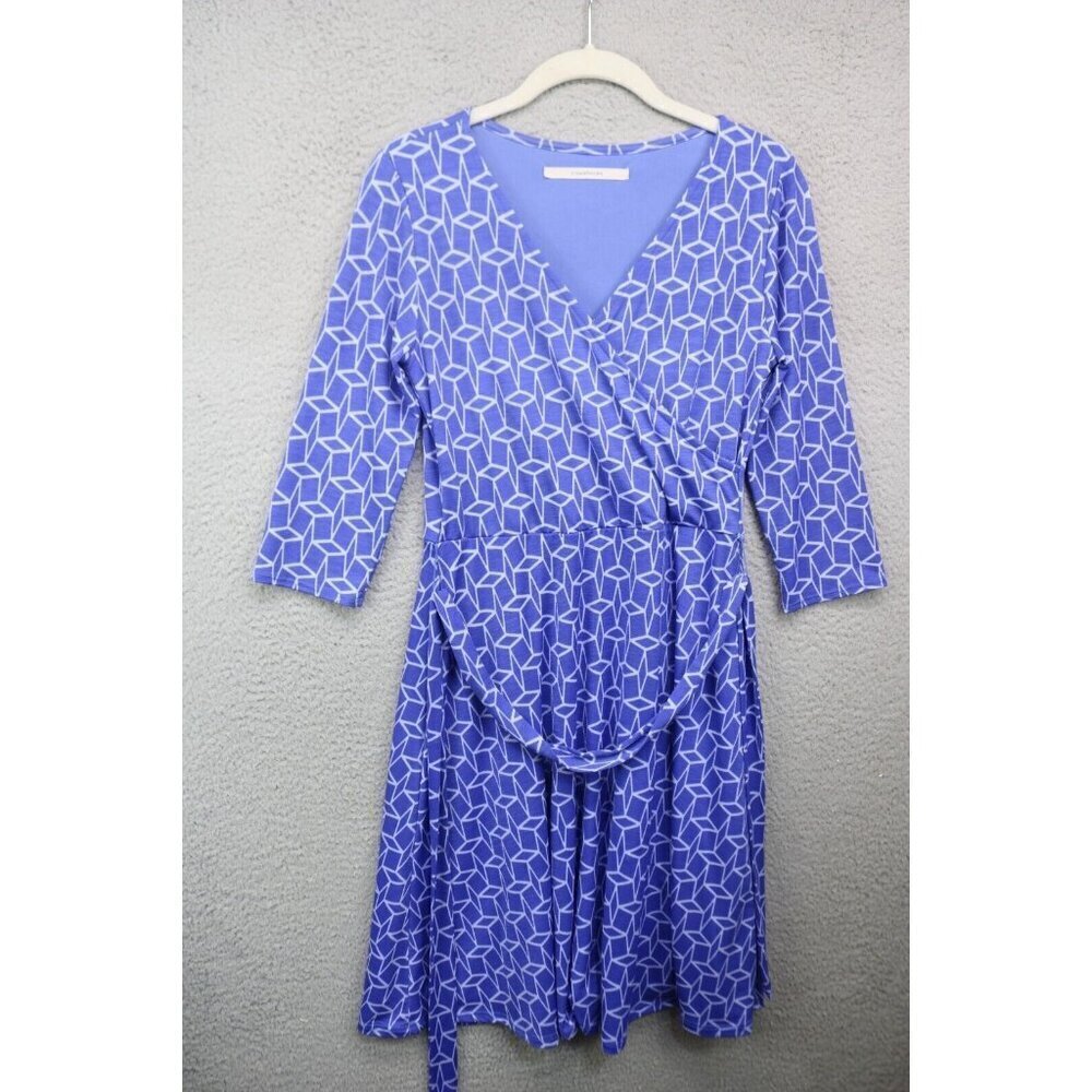 Hawthorn Wrap Belted A-Line Midi Dress-Lined-Size Small-3/4 Sleeves